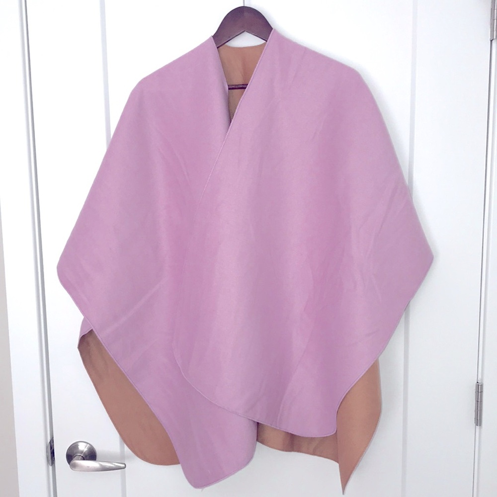 New cashmere felt purple tan poncho wrap blanket cape